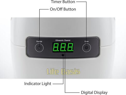 منظف ​​المجوهرات بالموجات فوق الصوتية LifeBasis 1400 مل (47 أونصة) منظف المجوهرات بالموجات فوق الصوتية مع شاشة LCD و5 إعدادات للنظارات، أدوات إصلاح فرش المكياج، أدوات تنظيف الأجزاء in Kuwait