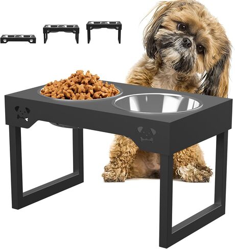 Adjustable Stainless Steel Raised Dog Bowls - 8 Heights, Ideal for Small, Medium, and Large Dogs, Includes 2 Stainless Steel Dog Bowls. in Saudi Arabia