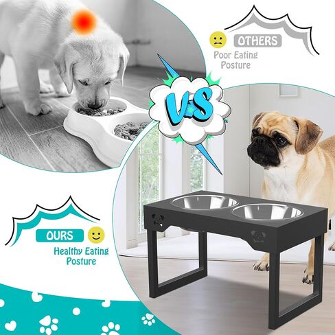 Adjustable Stainless Steel Raised Dog Bowls - 8 Heights, Ideal for Small, Medium, and Large Dogs, Includes 2 Stainless Steel Dog Bowls. in Saudi Arabia