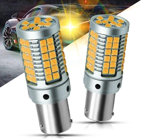BAU15S 1156 PY21W S25 LED لمبة كهرمان لا فرط فلاش بدوره أضواء الإشارة 23 وات فائقة السطوع 3030 69-SMD LED لمبة مع CANBUS خالية من الأخطاء لأضواء الفرامل العكسية، 2 حزمة. in Kuwait