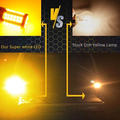 BAU15S 1156 PY21W S25 LED لمبة كهرمان لا فرط فلاش بدوره أضواء الإشارة 23 وات فائقة السطوع 3030 69-SMD LED لمبة مع CANBUS خالية من الأخطاء لأضواء الفرامل العكسية، 2 حزمة. in Kuwait
