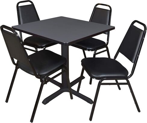 Cain 30" Square Breakroom Table- Cherry & 4 Restaurant Stack Chairs- Black in Kuwait