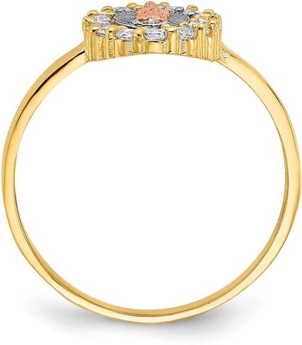 Diamond2Deal 14k Yellow and White Gold Two-Tone Cubic Zirconia Lady of Guadalupe Fancy Ring Gift for Women in Saudi Arabia