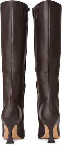 Black Leather Knee High Tall Boots for Women Sexy Square Toe Stiletto Heeled Boots Dressy with Side Zipper in Saudi Arabia