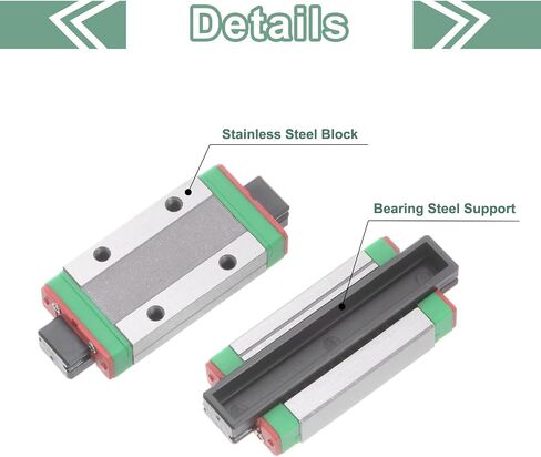 uxcell MGN9H Bearing Steel Carriage Block for 9mm Linear Motion Slide Rail Guide, 2PCS Chrome in Saudi Arabia