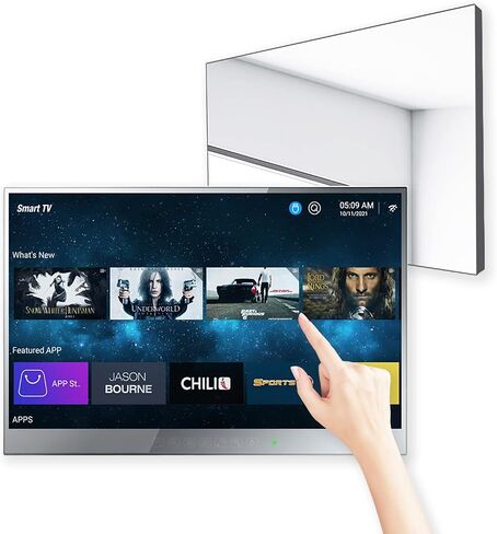 elecsung 32 بوصة تلفزيون ذكي بمرآة للحمام، لوحة لمس كاملة الشاشة 1080P IP66 مقاومة للماء نظام أندرويد 11.0 مع واي فاي وبلوتوث، M32-TS، موديل 2023 in Kuwait