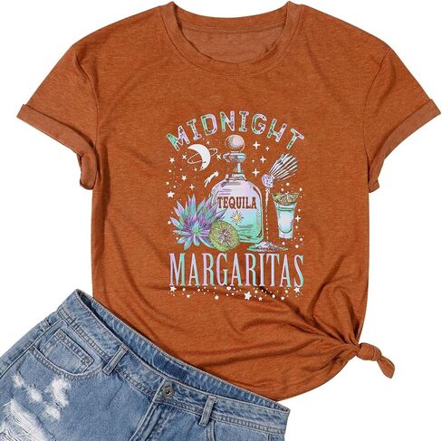 Midnight Margaritas Shirt Women Halloween Witches Shirt Novelty Graphic Witchy Party Tees Practical Magic Shirt in Kuwait