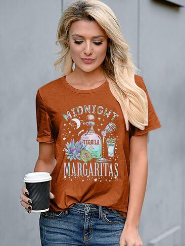 Midnight Margaritas Shirt Women Halloween Witches Shirt Novelty Graphic Witchy Party Tees Practical Magic Shirt in Kuwait