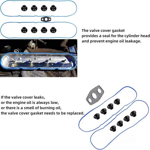 97-16 جي إم سي مجموعة حشية غطاء صمام المحرك مع الحلقات المتوافقة مع شيفروليه تشيفي سيلفرادو سوبربان تاهو تريل بليزر جي إم سي سييرا يوكون إنفوي كاديلاك 1999-2020 لـ 4.8 لتر 5.3 لتر 6.0 لتر #12637683 in Kuwait