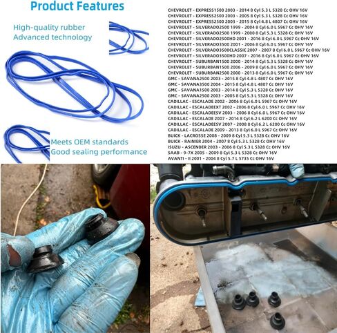 97-16 جي إم سي مجموعة حشية غطاء صمام المحرك مع الحلقات المتوافقة مع شيفروليه تشيفي سيلفرادو سوبربان تاهو تريل بليزر جي إم سي سييرا يوكون إنفوي كاديلاك 1999-2020 لـ 4.8 لتر 5.3 لتر 6.0 لتر #12637683 in Kuwait