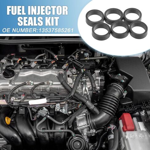 Fuel Injector O Rings Seals No.13537585261 Fuel Injector Repair Kit for BMW X5 2010-2013 for BMW 760Li 2008-2015 Rubber Black (Set of 6) in Saudi Arabia