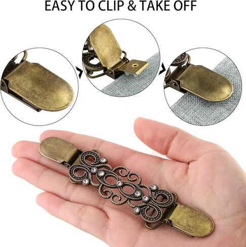 Ruisita 4 Pieces Retro Cardigan Clip Antique Flowers Pattern Sweater Shawl Clips Vintage Shirt Dress Brooch Clips for Women Girls - Assorted Styles in Saudi Arabia