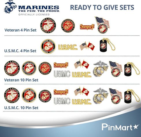 PinMart مرخص رسميًا من الولايات المتحدة الأمريكية. دبوس طية صدر السترة – دبوس يحمل شارة عسكرية تابعة لقوات مشاة البحرية الأمريكية – بروش مطلي بالذهب من المينا مع قابض خلفي آمن in Saudi Arabia