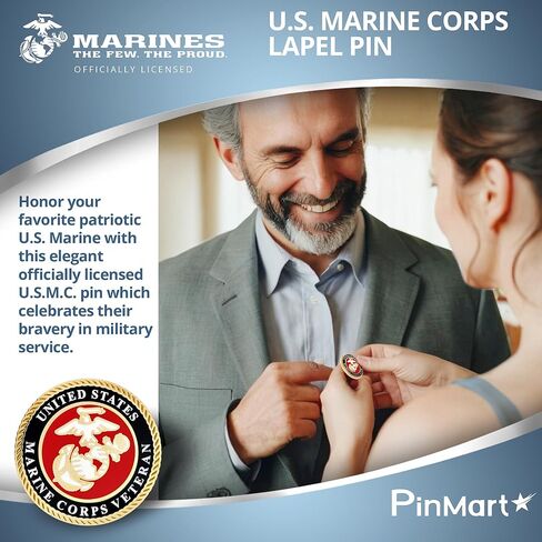 PinMart مرخص رسميًا من الولايات المتحدة الأمريكية. دبوس طية صدر السترة – دبوس يحمل شارة عسكرية تابعة لقوات مشاة البحرية الأمريكية – بروش مطلي بالذهب من المينا مع قابض خلفي آمن in Saudi Arabia