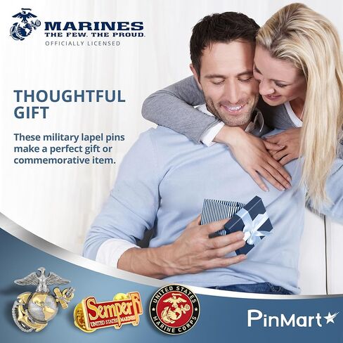PinMart مرخص رسميًا من الولايات المتحدة الأمريكية. دبوس طية صدر السترة – دبوس يحمل شارة عسكرية تابعة لقوات مشاة البحرية الأمريكية – بروش مطلي بالذهب من المينا مع قابض خلفي آمن in Saudi Arabia