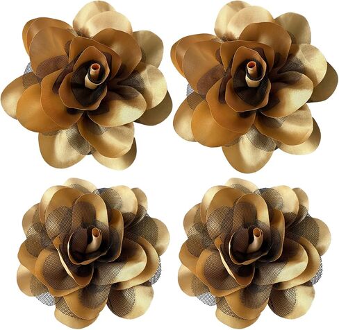 Women's Brooches 4pcs Rose Flower Hair Clip Flamenco Dancer Pin up Mexican Hair Flowers Clips Hairpin Brooch Tea Party Hats Headpieces (gold) in Kuwait
