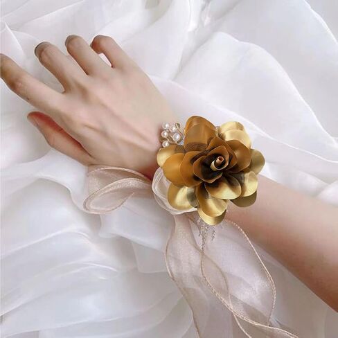 Women's Brooches 4pcs Rose Flower Hair Clip Flamenco Dancer Pin up Mexican Hair Flowers Clips Hairpin Brooch Tea Party Hats Headpieces (gold) in Kuwait