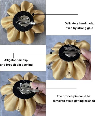 Women's Brooches 4pcs Rose Flower Hair Clip Flamenco Dancer Pin up Mexican Hair Flowers Clips Hairpin Brooch Tea Party Hats Headpieces (gold) in Kuwait