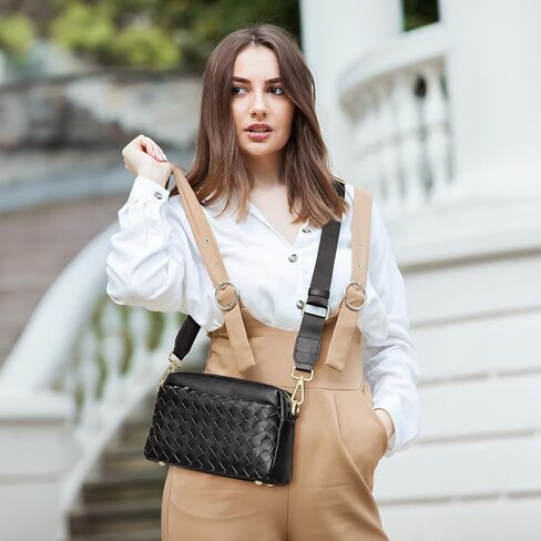 Kattee Leather Purses and Handbags Bundle with Small Woven Crossbody Bags in Saudi Arabia