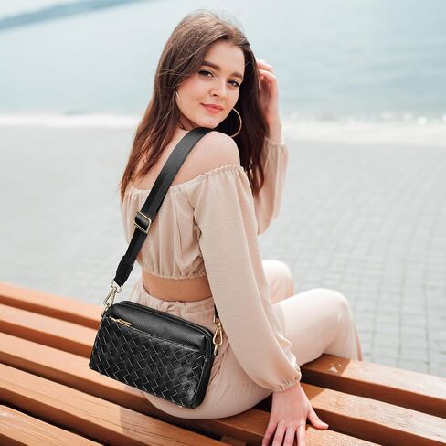 Kattee Leather Purses and Handbags Bundle with Small Woven Crossbody Bags in Saudi Arabia
