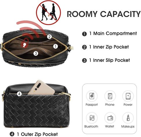 Kattee Leather Purses and Handbags Bundle with Small Woven Crossbody Bags in Saudi Arabia