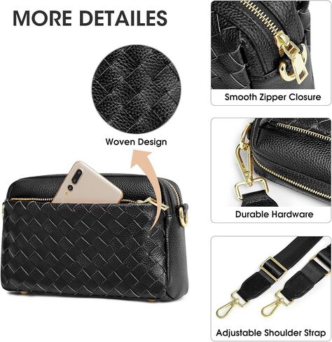 Kattee Leather Purses and Handbags Bundle with Small Woven Crossbody Bags in Saudi Arabia