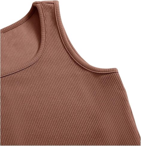 Verdusa Girl's 2 Piece Tracksuit Sets Workout Crop Tank Top and Short Sets Coffee Brown 10Y in Saudi Arabia