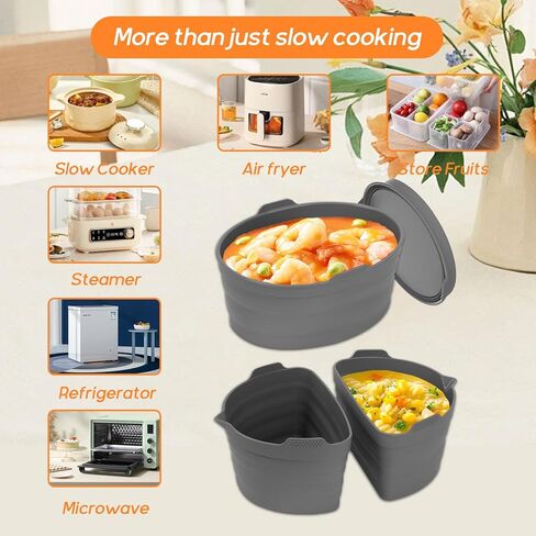 6 قطع من بطانات وعاء الفخار، بطانة وعاء الفخار سعة 6 لتر، بطانات الطبخ البطيء، بطانة وعاء الفخار من السيليكون قابلة لإعادة الاستخدام، خالية من مادة BPA، مانعة للتسرب، بطانات وعاء الفخار، مقسم وعاء الفخار، إدراج مقسم الفخار in Kuwait