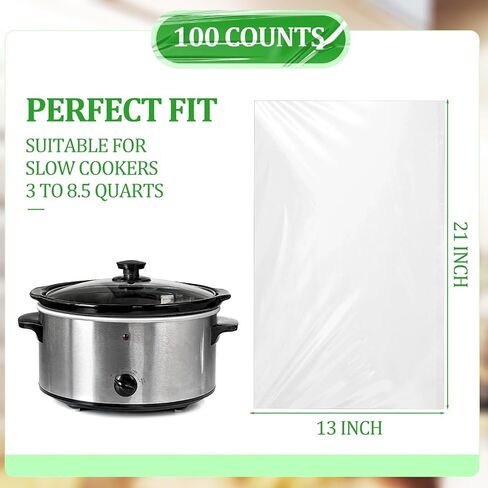 100 Count Plastic Slow Cooker Liners 21 x 13 Inches Kitchens Cooking Bags Large Convenient Disposable Slow Cooker Bags Suitable for Slow Cookers 3 to 8.5 Quarts Pot in Saudi Arabia