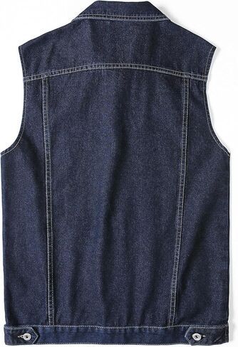 Men's Denim Vest Motorcycle Unlined Biker Plus Size Sleeveless Jean Vest Jacket in Saudi Arabia