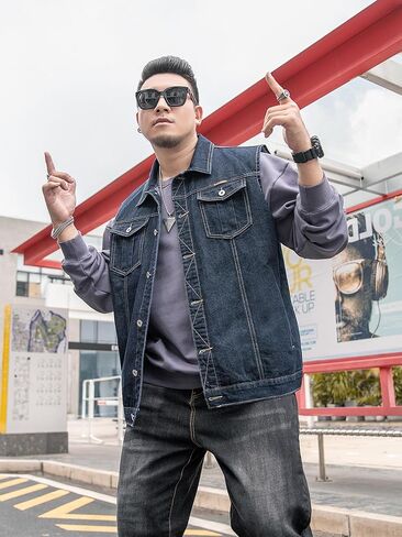 Men's Denim Vest Motorcycle Unlined Biker Plus Size Sleeveless Jean Vest Jacket in Saudi Arabia