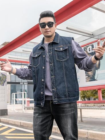 Men's Denim Vest Motorcycle Unlined Biker Plus Size Sleeveless Jean Vest Jacket in Saudi Arabia