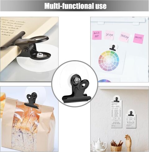 Self Adhesive Metal Clips, 12 Pcs Upgrade Strong self-Adhesive Clips for Hanging and Organization, Spring Clip for Paper Poster Tapestry Photo Wall Teacher Student Home Kitchen Office, Black in Saudi Arabia