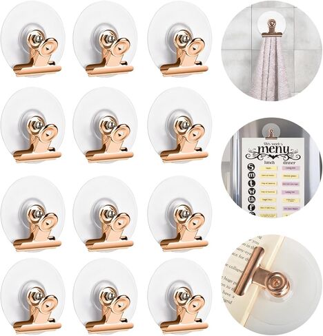 مشابك معدنية ذاتية اللصق، 12 قطعة ترقية مشابك ذاتية اللصق قوية للتعليق والتنظيم، مشبك زنبركي للملصقات الورقية المزخرفة للصور الجدارية للمدرسين والطلاب والمكتب المنزلي والمطبخ، أسود in Kuwait