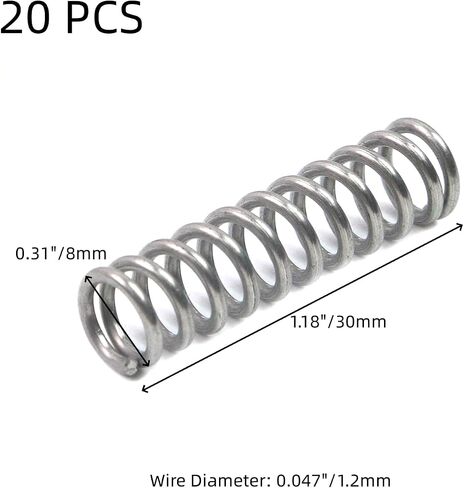 20pcs Compression Spring, Stainless Steel Springs, Coil Extended Spring Assortment for Crafts Toys (1.2×8×30mm) in Saudi Arabia