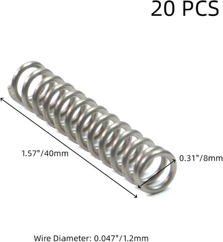 20pcs Compression Spring, Stainless Steel Springs, Coil Extended Spring Assortment for Crafts Toys (1.2×8×30mm) in Saudi Arabia
