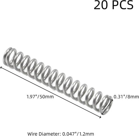 20pcs Compression Spring, Stainless Steel Springs, Coil Extended Spring Assortment for Crafts Toys (1.2×8×30mm) in Saudi Arabia