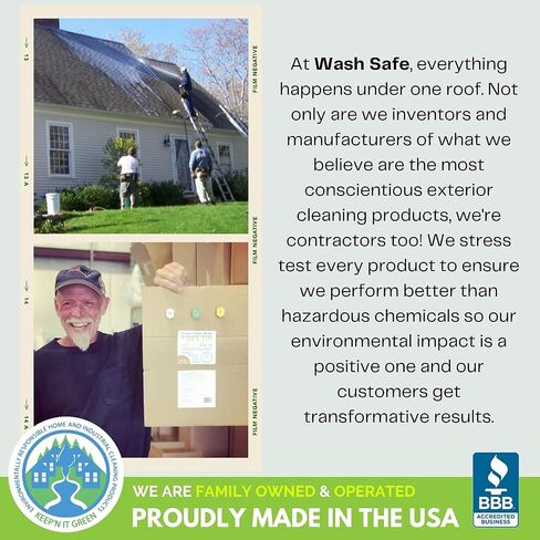 Wash Safe™ ROOF WASH منظف الأسطح العضوي والآمن للبيئة، 3 رطل | مركز شفاف وخالي من مواد التبييض | تنظيف ما يصل إلى 3000 قدم مربع من الألواح أو البلاط من الأسفلت والخشب والأردواز والسيراميك in Kuwait