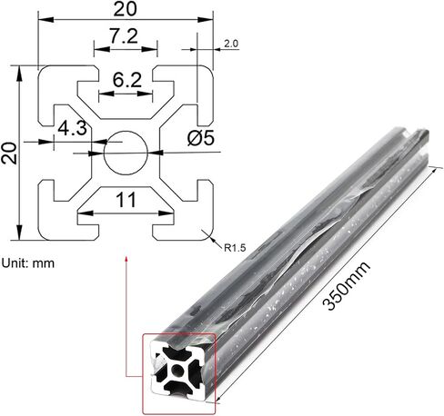 4Pcs 300mm Aluminum Extrusion 2020 Series European Standard T Slot Aluminum Profiles Rail for 3D Printer Parts Linear Rail Aluminum Profile Extrusion in Saudi Arabia