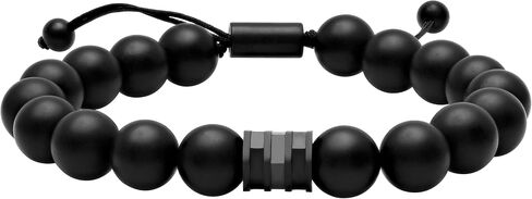 Men's Stainless Steel Bead Beaded Adjustable Nylon Bolo Bracelet - Choice of Color in Saudi Arabia