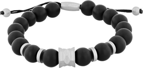 Men's Stainless Steel Bead Beaded Adjustable Nylon Bolo Bracelet - Choice of Color in Saudi Arabia
