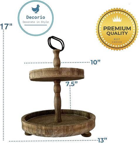 Beautiful Tiered Tray Black Slighly Distressed, Two Tiered Wood Decorative Tray - Tiered Tray Stand - Two Tier Tray Tiered Tray Decor - 2 Tier Tray Tiered Serving Tray - Large 17" in Saudi Arabia