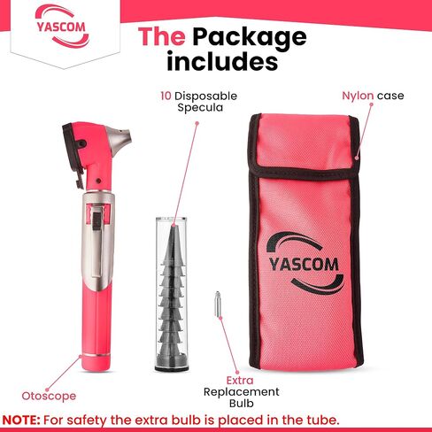 Otoscope Professional Diagnostic Ear Otoscope with Light Pocket Size Ear Infection Checker with 10x Specula & Case, Ear Otoscope for Doctors, Nurses, & Students (Pink) in Saudi Arabia