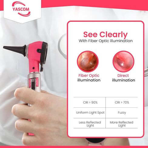 Otoscope Professional Diagnostic Ear Otoscope with Light Pocket Size Ear Infection Checker with 10x Specula & Case, Ear Otoscope for Doctors, Nurses, & Students (Pink) in Saudi Arabia
