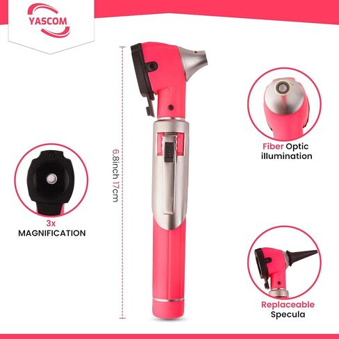 Otoscope Professional Diagnostic Ear Otoscope with Light Pocket Size Ear Infection Checker with 10x Specula & Case, Ear Otoscope for Doctors, Nurses, & Students (Pink) in Saudi Arabia