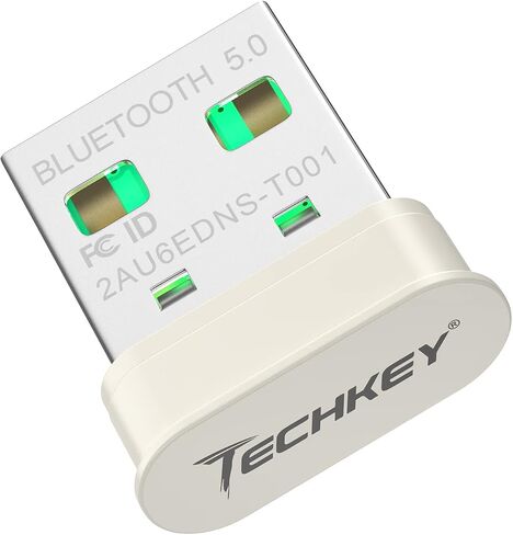 USB Bluetooth Adapter for PC Receiver - Techkey Mini Bluetooth 5.0 EDR Dongle Transmitter for Computer Desktop Transfer for Headset Speaker Keyboard Mouse Printer Windows11/10/8.1/8/7 (Pearl White) in Saudi Arabia