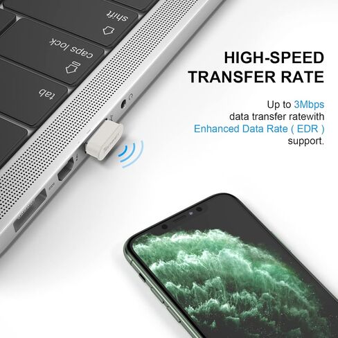USB Bluetooth Adapter for PC Receiver - Techkey Mini Bluetooth 5.0 EDR Dongle Transmitter for Computer Desktop Transfer for Headset Speaker Keyboard Mouse Printer Windows11/10/8.1/8/7 (Pearl White) in Saudi Arabia