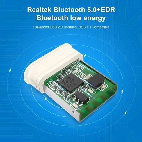 USB Bluetooth Adapter for PC Receiver - Techkey Mini Bluetooth 5.0 EDR Dongle Transmitter for Computer Desktop Transfer for Headset Speaker Keyboard Mouse Printer Windows11/10/8.1/8/7 (Pearl White) in Saudi Arabia