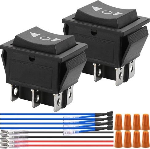 مفتاح الروك 6 دبوس 3 أوضاع تشغيل/إيقاف/تشغيل مؤقت تبديل قطبية مفتاح عكسي تيار مستمر 12 فولت 10 أمبير للتحكم في المحرك تيار متردد 110 فولت-220 فولت DPDT زر هزاز للسيارة والقارب مع سلك، قطعتان in Kuwait