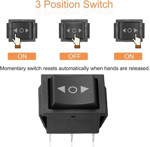 مفتاح الروك 6 دبوس 3 أوضاع تشغيل/إيقاف/تشغيل مؤقت تبديل قطبية مفتاح عكسي تيار مستمر 12 فولت 10 أمبير للتحكم في المحرك تيار متردد 110 فولت-220 فولت DPDT زر هزاز للسيارة والقارب مع سلك، قطعتان in Kuwait